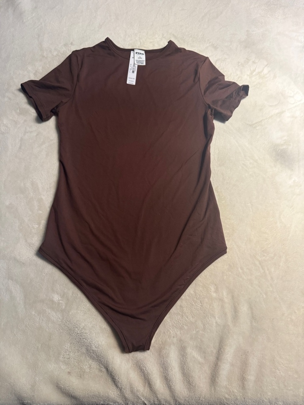 PINK Victoria's Secret Brown Short Sleeve Tee Bodysuit